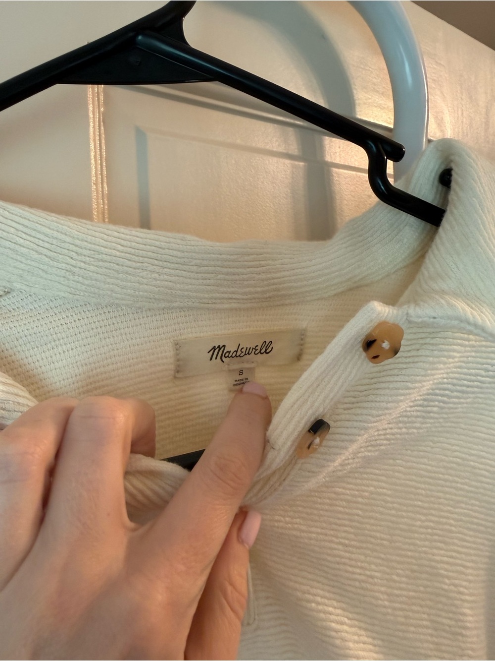 Madewell Ivory Polo-Style Button Knit Top - Picture 3 of 5